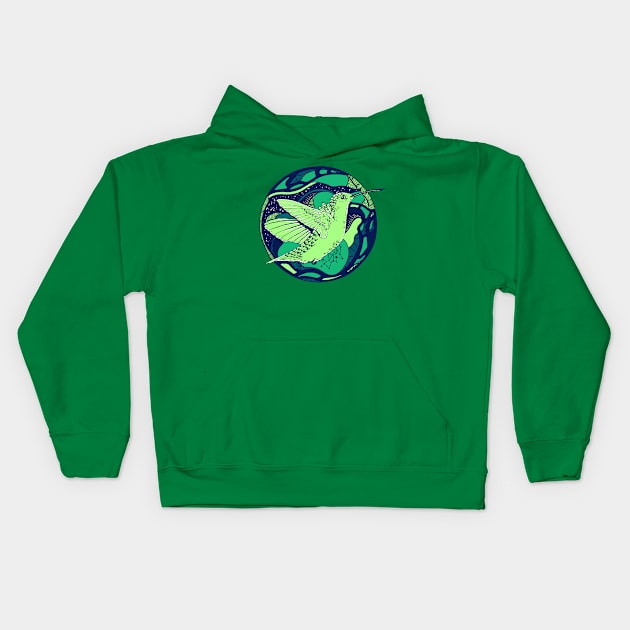 Ngreen Circle of The Hummingbird Kids Hoodie by kenallouis